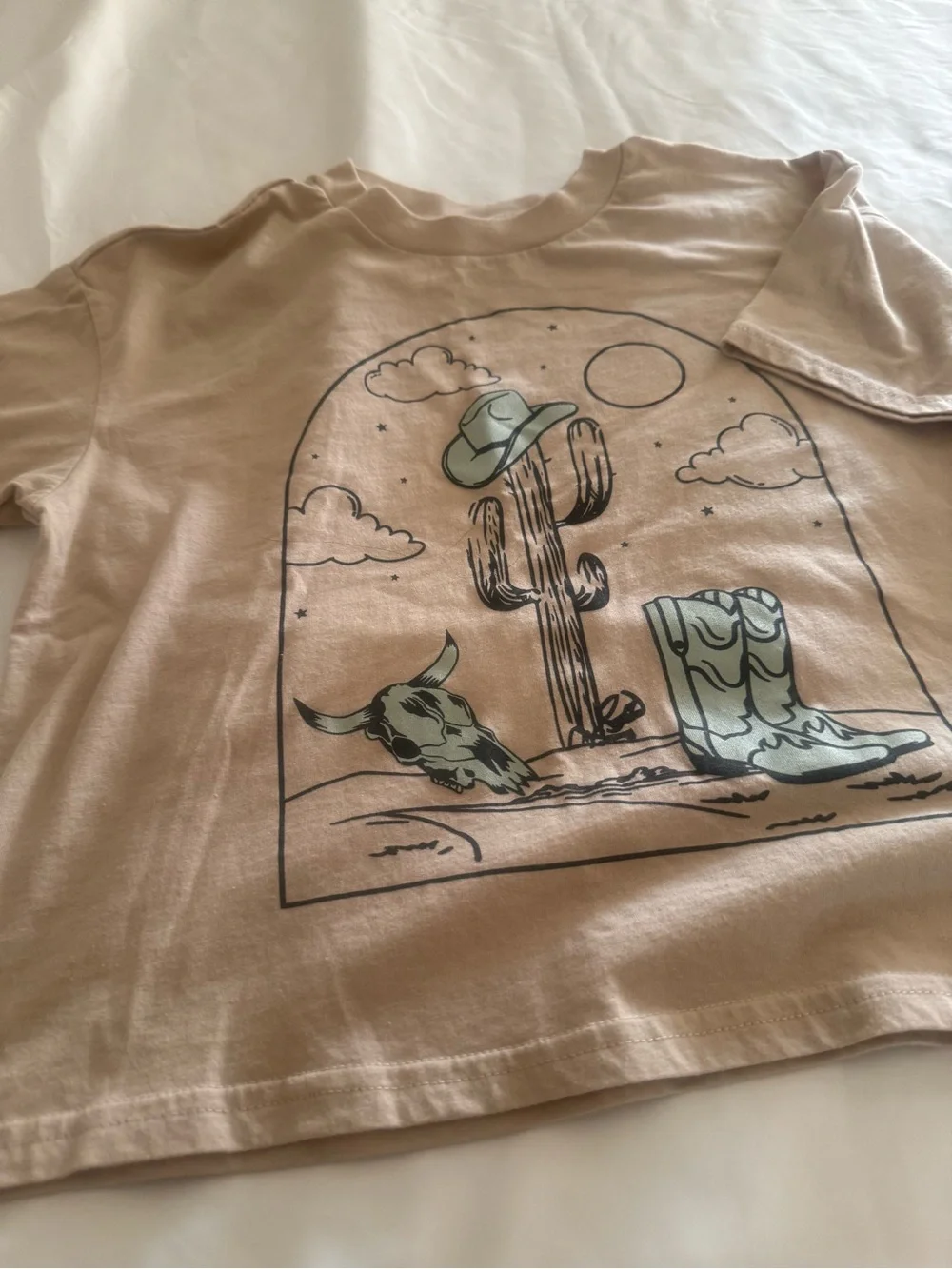 Kids Western Graphic Tee in Tan